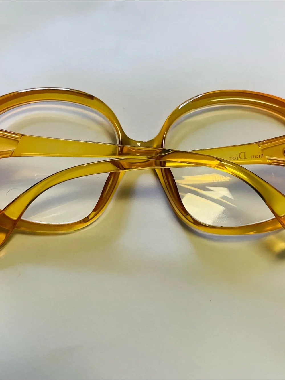 Vintage Dior Amber Yellow Oversized Round Women's Sunglasses
